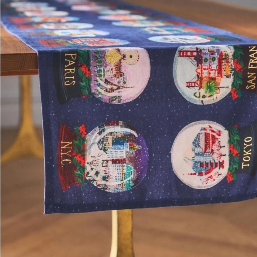 - Anthropologie travel snow globes table runner new with out tags